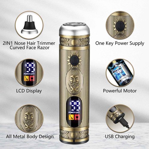 Soonsell Men's Professional Hair Clippers & Trimmer Set with T-Blade, Nose Trimmer, Foil Shaver and LCD Display Display(Bronze