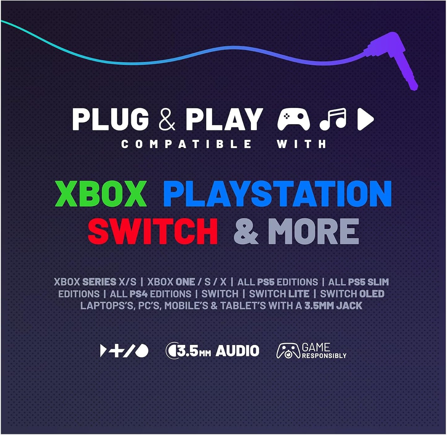 4Gamers C6-100 Gaming Headset Strike - Red & Purple, Compatible with Xbox, PS4, PS5, Switch, PC, Mobile and Tablet