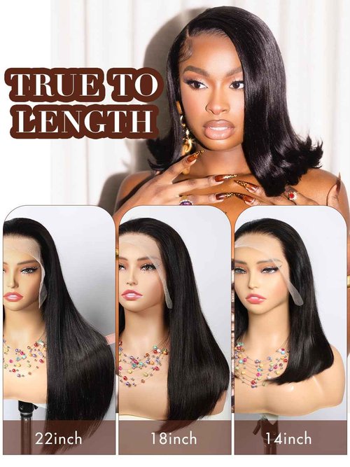 BELE 13X4 Straight Lace Front Wigs Human Hair 210% Density Straight Human Hair Wigs Double Drawn Hair Wigs for Black Women Bleached Knots Pre Plucked with Baby Hair 18 Inch