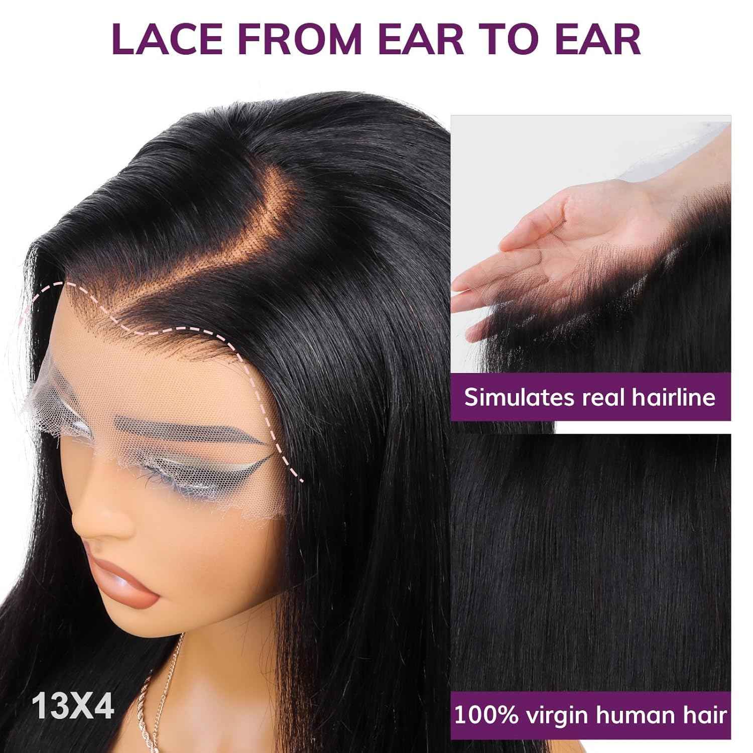 IDN Beauty Skinlike Real HD 13x4 Lace Frontal Straight 14 Inch Bleached Single Knots Ultra-thin Closure Virgin Human Hair 0.1 mm Pre Plucked Hairline