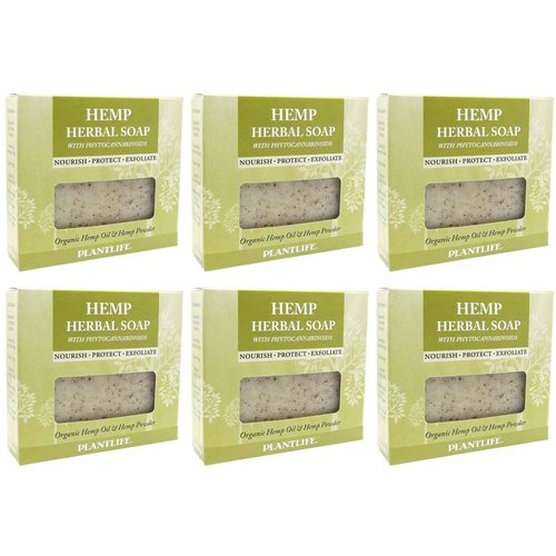 Plantlife Vegan Hemp 6-Pack Soap Bar - Moisturizing and Soothing Soap for Your Skin - Hand Crafted Using Plant-Based Ingredients - Made in California 4.5oz Bar