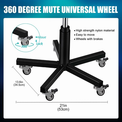 POARMEEY Black Swivel Stool with Wheel Rolling Height Adjustment Spa Drafting Salon Tattoo Work Office Massage Stools Task Chair