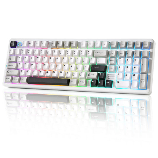 YUNZII AL98 QMK/VIA Wireless Mechanical Gaming Keyboard,Full Aluminum,BT/2.4G/USB-C, Pre-Lubed Hot Swappable Gasket Mount 1800 Layout,RGB Backlit for Win/Mac (White, Milk Switch)