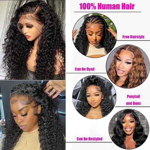 VIPbeauty 13x6 Deep Wave Lace Front Wigs Human Hair 200 Density Transparent HD Lace Frontal Wig for Black Women Pre Plucked With Baby Hair Virgin Hair Wigs 18 Inch