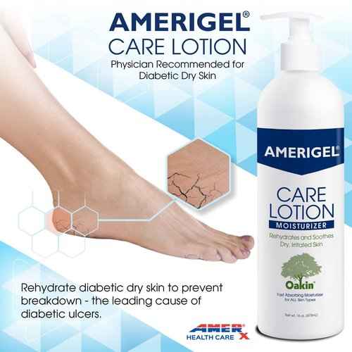 AMERIGEL Care Lotion Bundle - Hypoallergenic Moisturizer (6 oz.) Rehydrates & Soothes Dry Skin - Care Lotion for Diabetic Skin Care (16 oz.) Soothes Irritated Skin