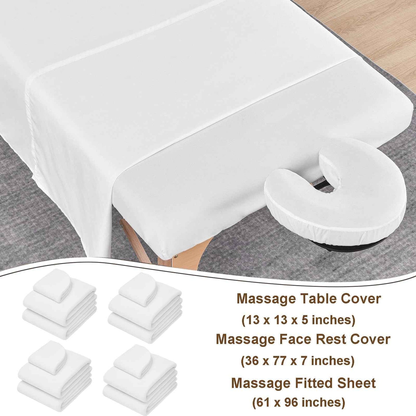 4 Sets Microfiber Massage Table Sheets Set 3 Piece Set Includes Premium Massage Table Cover Fitted Sheet and Fitted Face Rest Cover (White)