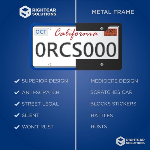 Rightcar Solutions Silicone License Plate Frame | The Original Premium Grade Silicone Car Plate Frame | Rust Proof, Rattle Proof, Weather Proof License Plate Holder (Blue)