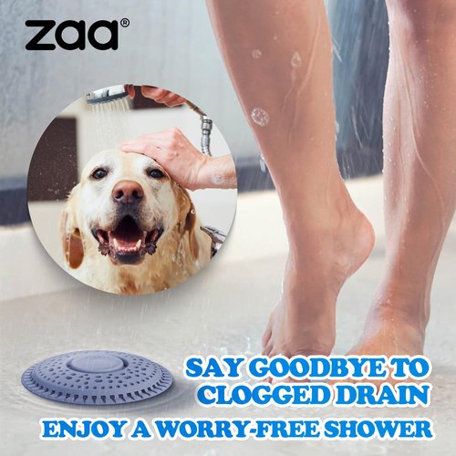 zaa Shower Drain Hair Catcher, Upgraded 2Pack Premium Silicone Drain Protector & Shower Drain Cover for Regular Floor Drains of Shower Room, Bathroom, Blue