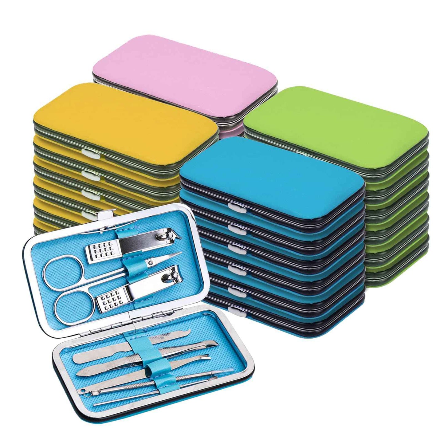 48pack Bulk Manicure Set, Nail Clippers Kit Stainless Steel Fingernail Clippers, Sturdy Nail Tip Cutter Trimmers Professional Grooming Toenail Clippers Personal Pedicure Kits Gift (8-in-1, 4 Colors)