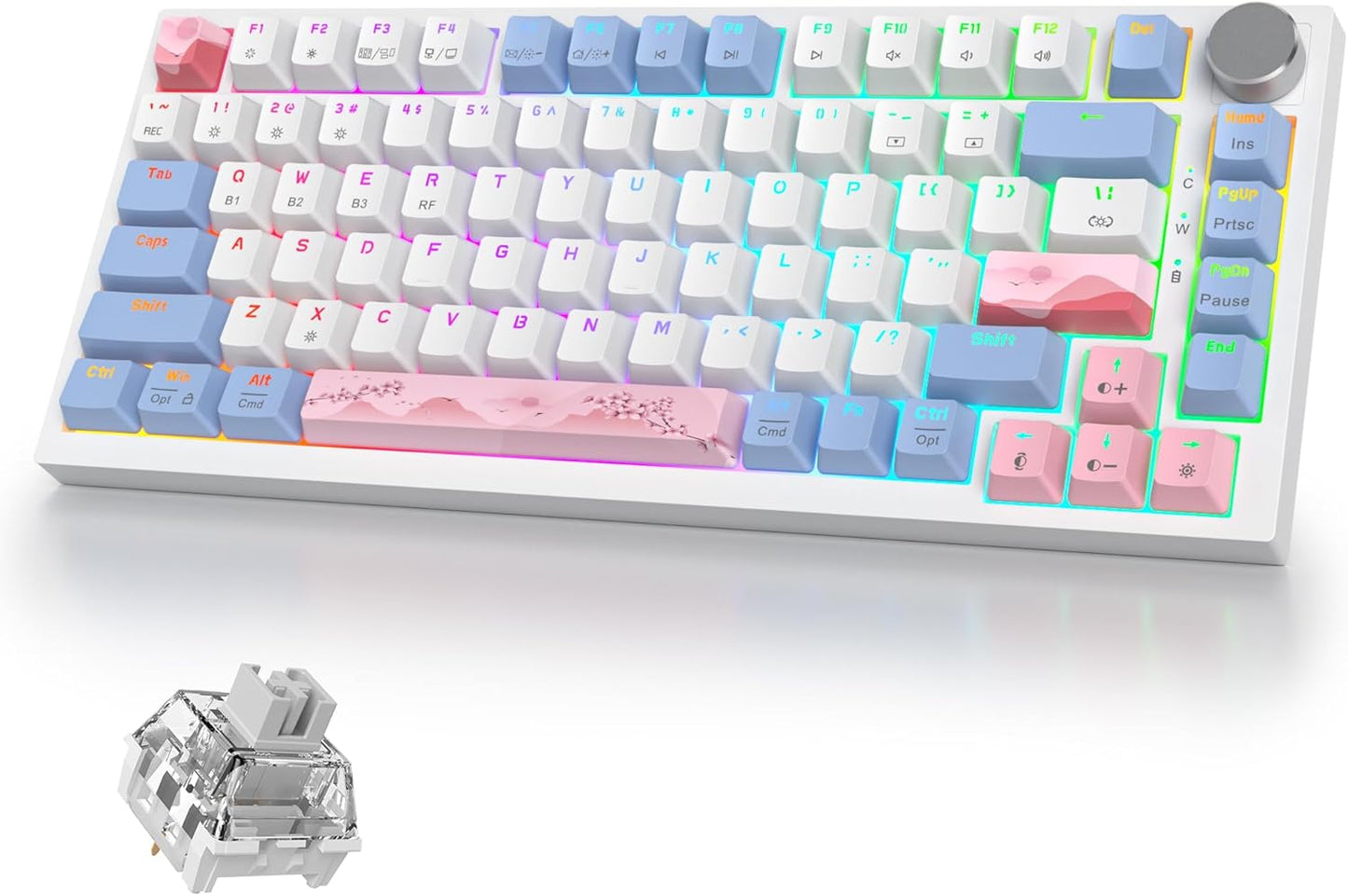 400PRO 75% Wireless Creamy Mechanical Keyboard Black, Gasket Hot Swappable RGB Gaming Keyboard, Bluetooth/2.4GHz/USB-C Thocky Keyboard with Pre-lubed Cream Grey Switches (82 Black)