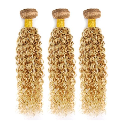 DiexrLamx Hair P27/613 Human Hair Bundles Honey Blonde Curly Bundle 24 26 28 Inch 8A Brazilian Virgin Hair 3 Bundle Blonde Highlight Curly Bundle