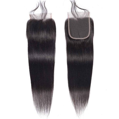 Peruvian Straight Hair Bundles Human Hair Bundles with Closure(18 20 22+14)Unprocessed Virgin Human Hair 3 Bundles with Closure 10A Straight Remy Hair Weave Bundles with 4x4 Lace Closure Natural Color