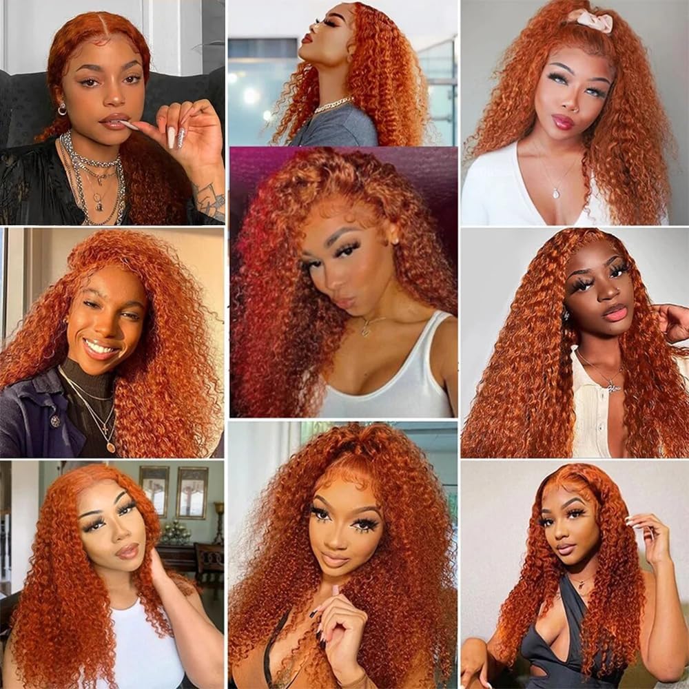 Giginger Bundles Human Hair 16 18 20 inch Orange Deep Wave Bundles 350 Color Human Hair Unprocessed Quick Weave Soft Sewn In Hair Extensions for Black Women