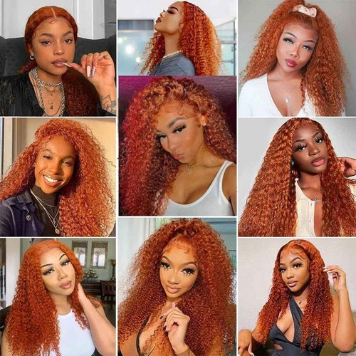 Ubinica Ginger Orange 350 Human Hair Bundles 16 18 20 Inch Deep Wave Bundles Human Hair Unprocessed Brazilian Virgin Hair Quick Weave for Black Women