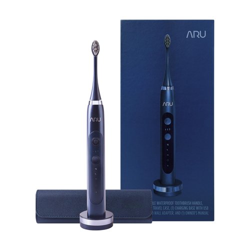 ARU Sonic Toothbrush Starter Kit with Customizable Modes and 2 Minute Timer, ADA-Approved Electric Toothbrush for Adults, Soft Toothbrush for Gums, 45+ Days Battery, Travel Case, Mystic Blue