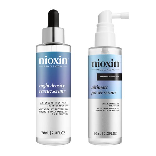 Nioxin Ultimate Power Serum, Intensive Daily Leave-In Hair Treatment with Caffeine + Night Density Rescue, Overnight Antioxidant Leave-in Serum, Night and Day Hair and Scalp Treatment Bundle