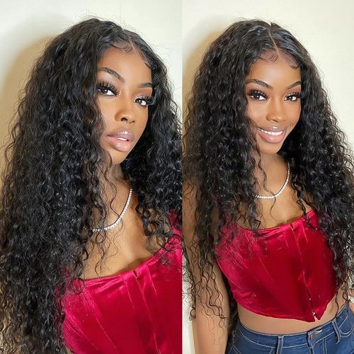 Water Wave Human Hair Bundle for Black Women 20 22 24 Inch Wet and Wavy 3 Bundles Brazilian Virgin Water Wave Bundles Natural Black Color Hair Extensions