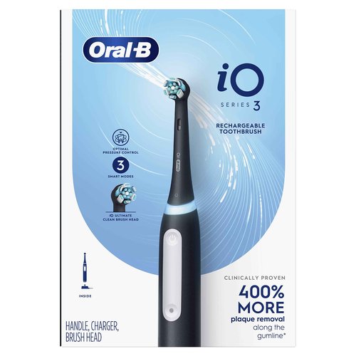 Oral-B iO3 Electric Toothbrush (1) with (1) Ultimate Clean Brush Head and (1) Charger, Black