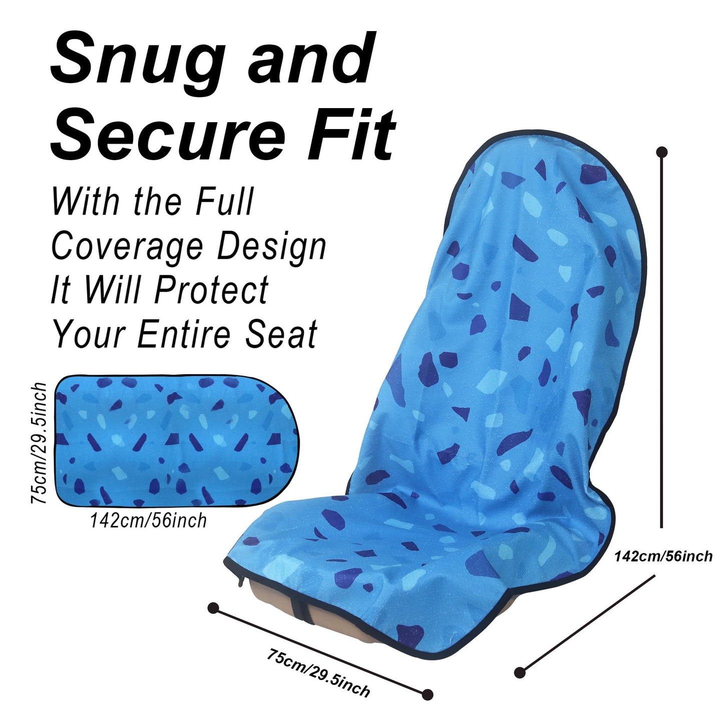 LoyaGour Car Seat Cover Protector Front Seats,for Gym Workout,Running,Swimming,Beach and Hiking,Waterproof Sweat Towel Bucket Seat Covers for Cars SUV Trucks (Blue Marbling, 1Pcs)