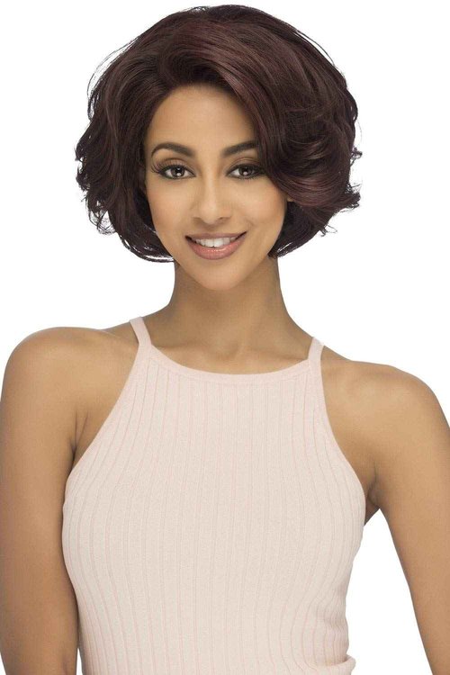 Vivica A. Fox (Carly) - Heat Resistant Fiber Swiss Lace Front Wig in MEDIUM DARK BROWN