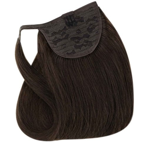 Easyouth Human Hair Ponytail Extension Dark Brown Ponytail Extension Human Hair Brown 20 Inch 80g Pony Tails Hair Extension Easy to Apply and Remove Wrap Around Ponytail Extensions for School