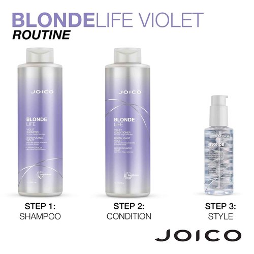 Joico Blonde Life Violet Shampoo and Conditioner | For Cool & Bright Blonde Hair | Neutralize Brassy Tones | Banish Yellow Tones | Boost Shine | Sulfate Free | With Monoi & Tamanu Oil