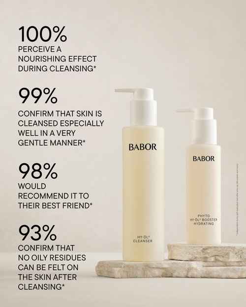 BABOR HY-OL Cleanser & Phyto HY-OL Booster Hydrating Set, Double Cleansing, Oil Cleanser and Makeup Remover Oil for Dull, Dry Skin