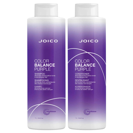 Joico Color Balance Purple Shampoo and Conditioner | For Cool Blonde or Gray Hair | Eliminate Brassy Yellow Tones | Boost Color Vibrancy & Shine | UV Protection | With Rosehip Oil & Green Tea Extract