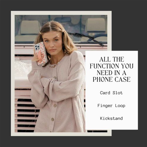 Walli Cases for iPhone 15 Plus Case Aesthetic Wallet Phone Case Card Holder, Securely Holds up to 2 Cards - Cute, Trendy Phone Cover for Women, fits iPhone 15 Plus, with Kickstand & Finger Strap