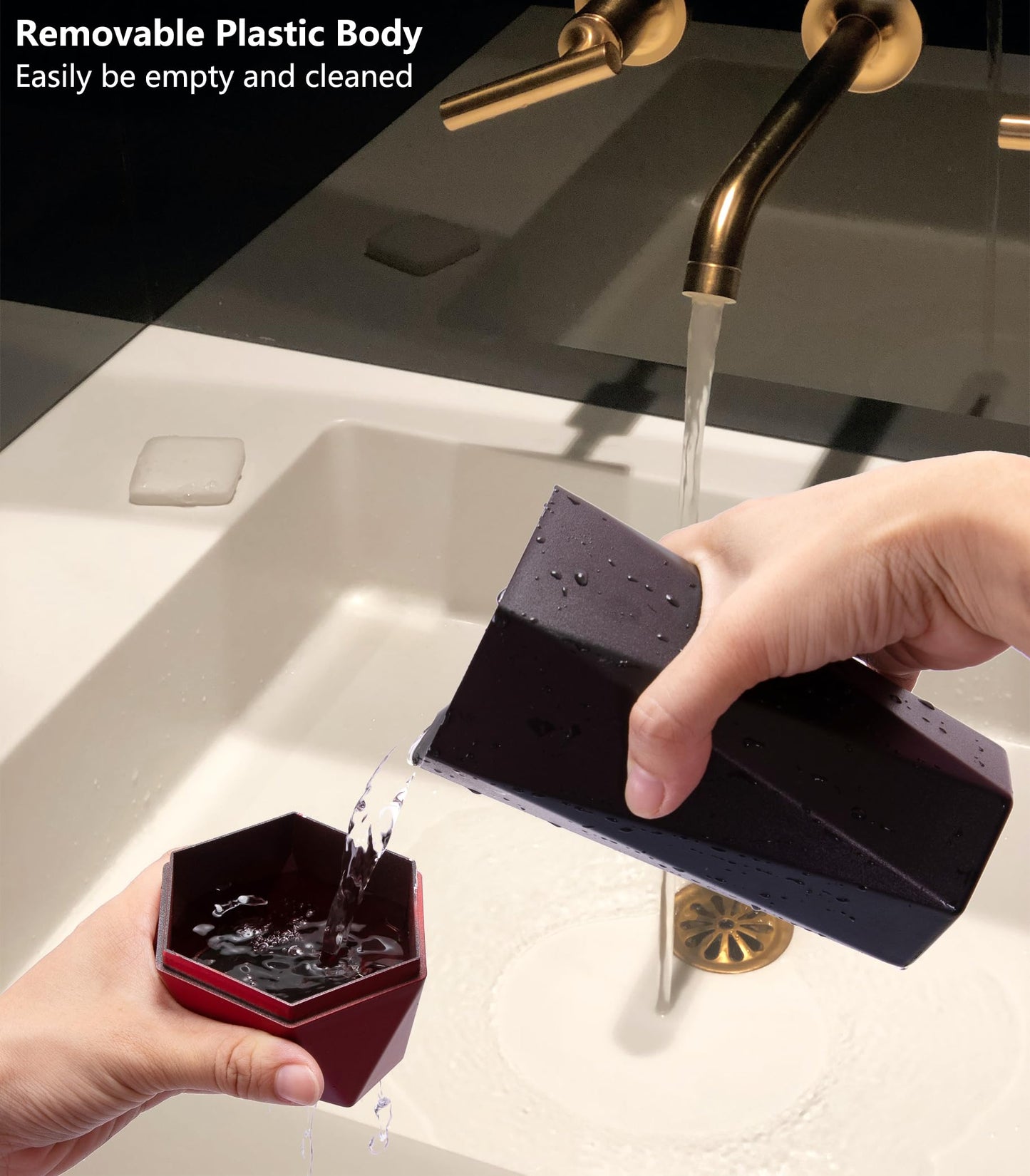 Ginsco Car Trash Can Cup Holder, Mini Car Trash Can with Lid, Car Accessories for Interior, Leakproof Small Trash Cup for Car, Home with Additional 2 ABS Hooks and 90pcs Trash Bags Red