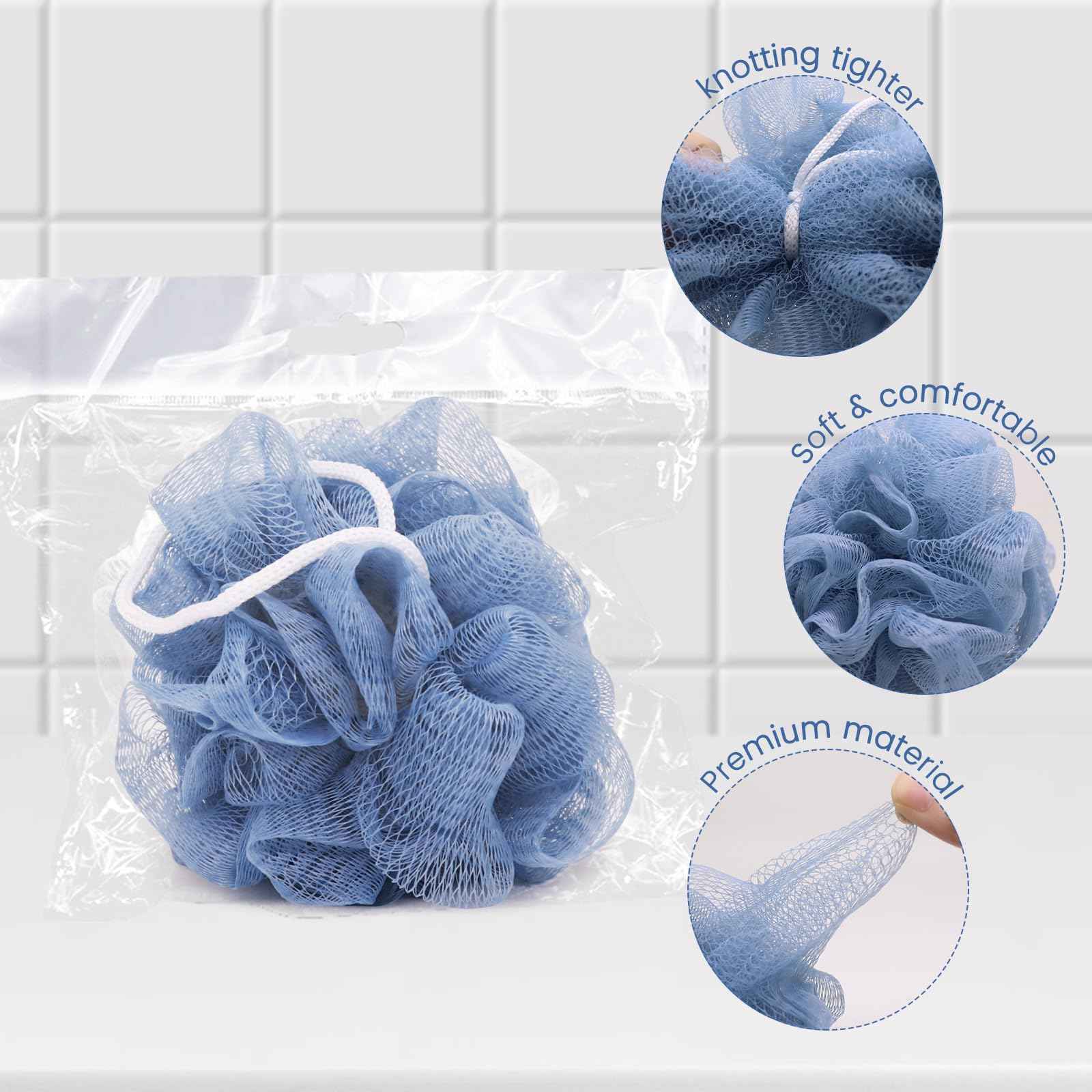 (50 Pack) Kheoxusa Loofah Individually Wrapped,Individually Wrapped Loofah,Travel Size Shower Bath Scrunchies,Sponges Pouf Mesh for Body Bath Shower Travel Guest Bulk Mini Small Pack (Color Random)
