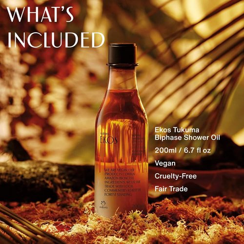 Natura – Tukumã Body Care Bundle – Hyaluronic Acid Boosting Body Lotion, Biphase Shower Oil & Hand Cream – Deep Hydration, Improves Texture & Elasticity, Vegan Brazilian Skincare Set