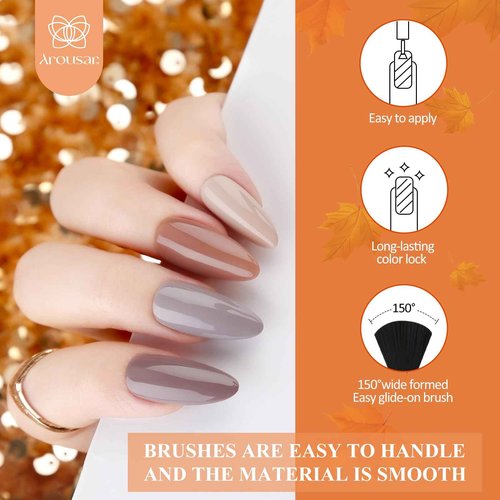 Arousar Gel Polish Kit, 48pcs Nail Gel Polish Set for Christmas, 42 Winter Colors Nude Brown Sliver Pink Coffee Starter Kit with Builder Nail Gel, Base & 4 Top Coat for Nail Art Manicure DIY at Home