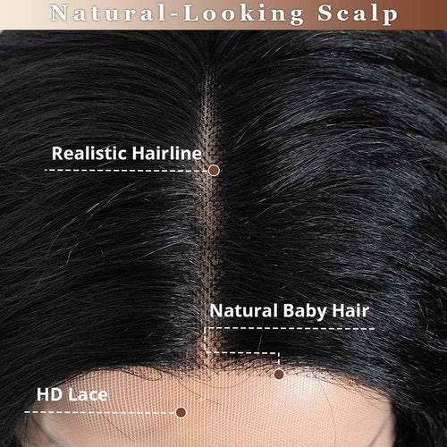 Style Icon 20” Big Curl Wavy Wigs Lace Front Black Wig with Baby Hair Large Afro Curl Wig
