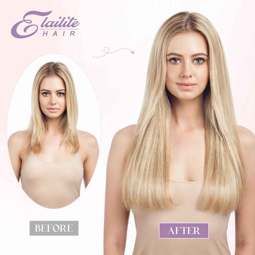 Elailite K Tip Hair Extensions Human Hair Real Remy Hair Ash Blonde & Bleach Blonde 20 Inch U Tip Ktip Utip Keratin Bond Hot Fusion Pre Bonded Hair Extensions for Women 50G 50Strands
