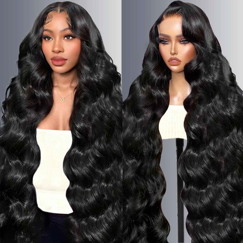 RISBERT 30 Inch 13x6 Lace Front Wigs Human Hair 200 Density Body Wave HD Lace Frontal Wigs Human Hair Pre Plucked with Baby hair Natural Color Glueless Wigs for Women