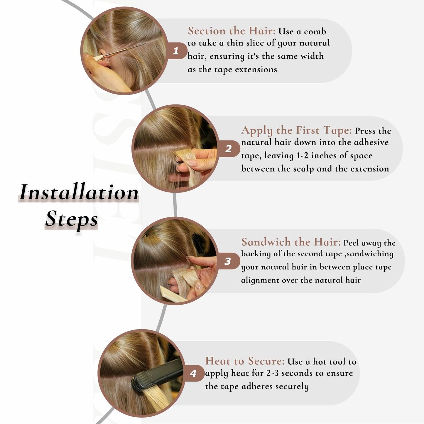 Hyssiet Tape in Hair Extensions Human Hair, 20pcs 50g 18 Inch Tape in Hair Extensions, Balayage Walnut Brown To Ash Brown Mix Light Blonde,Invisible Remy Silky Straight Real Natural Thick Human Hair