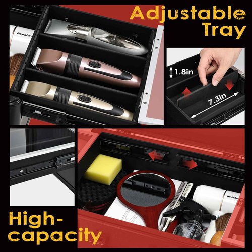 Yueieoun Barber Case 6 Clippers Sliding Tray, Profesional Barbers Briefcase Tool Case, Barber Cases for Clippers and Supplies, Hair Scissors Trimmer Organizer, Salon Hair Grooming Hard Travel Suitcase