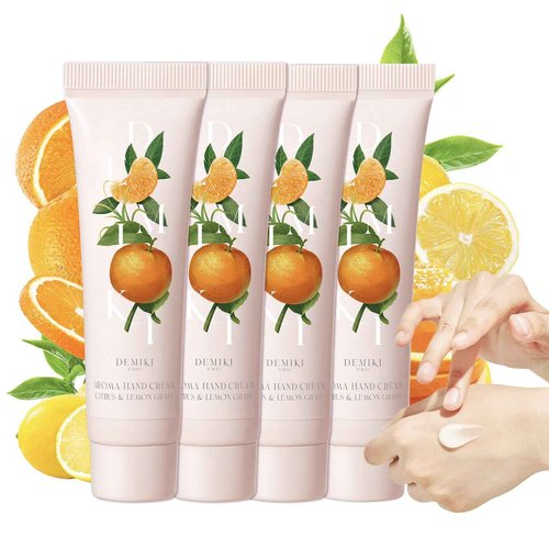 DEMIKI Shea Butter Hand Cream for Dry Cracked Hands, Birthday Gifts for Women,Bridesmaid Gifts,Nurse Gifts,Teacher Appreciation Gifts,Japanese Fragrance Hand Lotion Moisturizer Travel Size1.7fl.ozx4