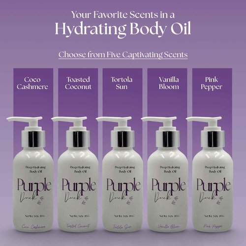 PURPLE DUCK Hydrating Body Oil for Women | Lightweight All-Natural Moisturizing Oil | Fast-Absorbing Moisturizer | Scented Body Oil for Women - Pink Pepper 3 Oz