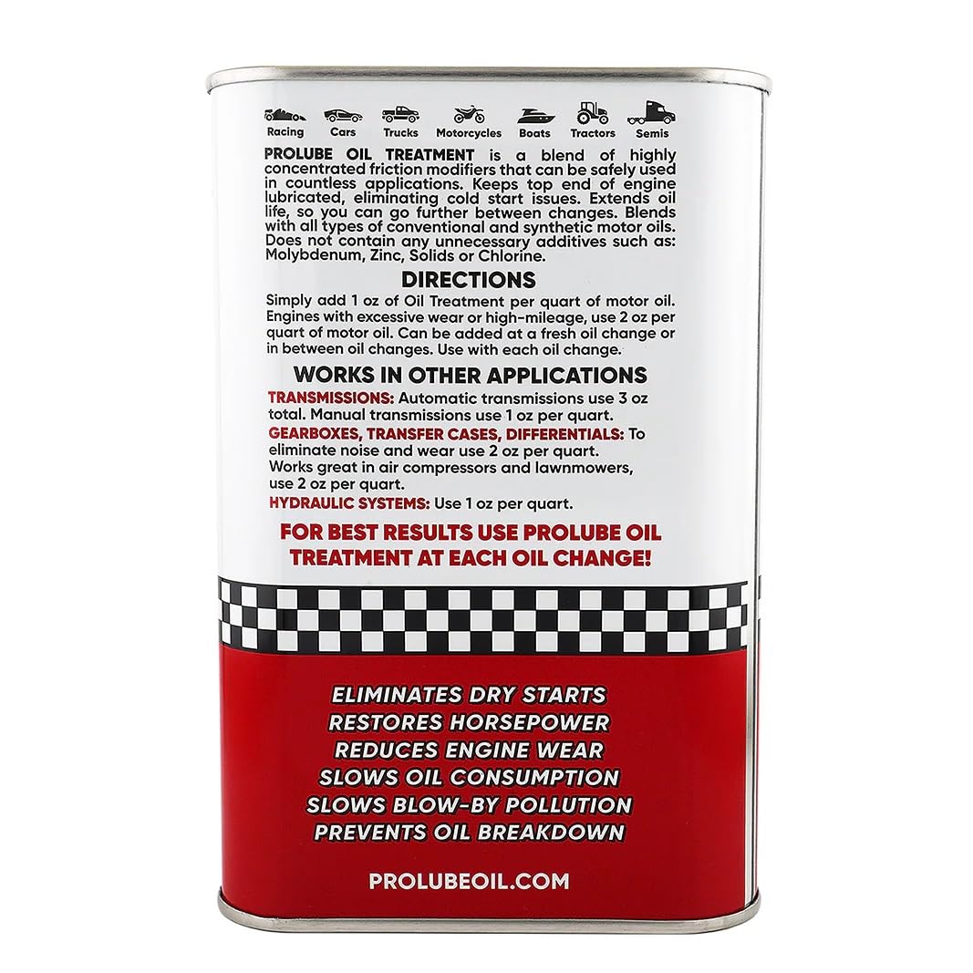 Prolube Oil Treatment - Engine Oil Additive for Gas & Diesel Engines - Reduces Wear, Noise, Vibration - Boosts Fuel Economy & Horsepower - Works on Transmissions & Differentials (1Gallon)