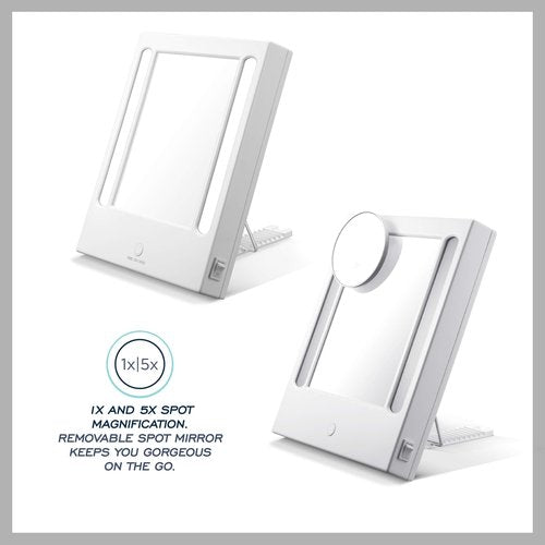 Conair Lighted Vanity Mirror with 5X Spot Magnification, LED, Tabletop, Corded in Glossy White (Pack of 3)