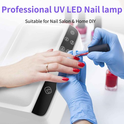 ZIZZON UV LED Nail Lamp with Arm Rest Pillow for Gel Polish 72W Power Nail Light Dryer with 4 Timers and Touch Screen Perfect for Salon or Home Use