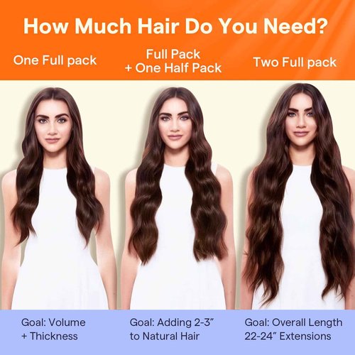 Full Shine Clip in Hair Extensions Real Human Hair Clip in Extensions Dark Brown Hair Extensions Clip ins Brunette Hair Triple Weft 7 Pcs 18 Inch 120 G