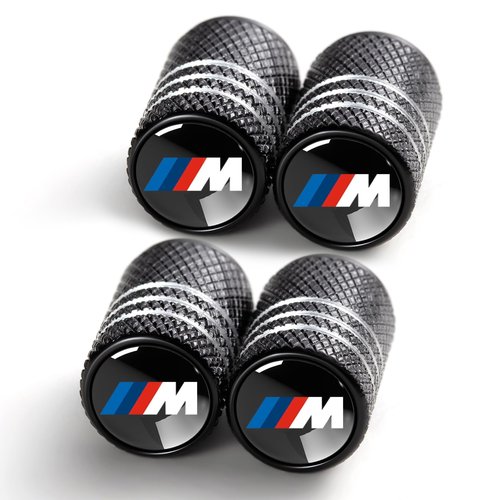 Tire Valve Stem Caps for BMW M 3 5 7 X1 X3 M3 M5 X1 X5 X6 Series Metal Car Wheel Air caps Auto Valve Stem Caps Accessories 4 Pcs Black
