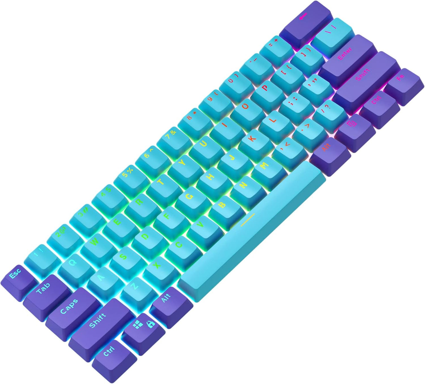140 Keys Gradient Keycaps Side Printed Keycap Set Cherry Profile PBT Keycaps Double Shot Shine Through Custom Keycaps for Mechanical Gaming Keyboards(Minutest Dust)