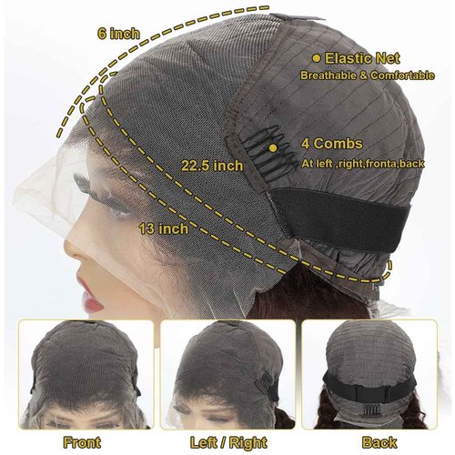 BIANFA 13x6 Deep Wave Lace Front Wigs Human Hair Chocolate Brown 220 Density HD Lace Front Wigs Human Hair Curly Wig Pre Plucked Human Hair Glueless Frontal Wigs (18inch)