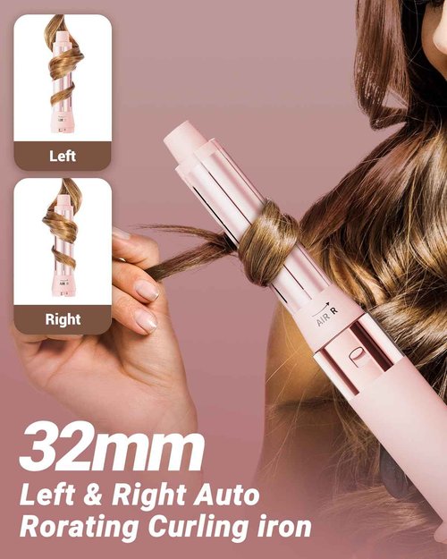 IBAYS Hair Dryer Brush 6 in 1 Professional Hot Air Styler, 110,000 RPM High-Speed Negative Ionic Hair Dryer, Auto Wrap Curler Frizz-Free Airwrap for Curling Volumizing Straightening Styling Pink