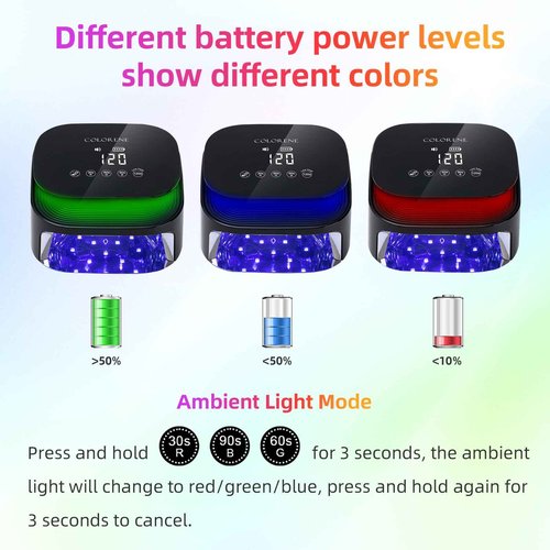 Cordless UV LED Nail Lamp, 60W Rechargeable Nail Dryer Gel Polish Light, Intelligent Auto Sensor LCD Display Nail Lamp, Portable 30 Beads Led Nail Light with 4 Timer Setting (Black)