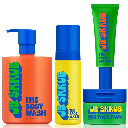 JB SKRUB Complete Kids Skin Care: Face Wash, Body Wash, Face Pads, Lotion - Boost Confidence, Hello Radiance, Goodbye Grease